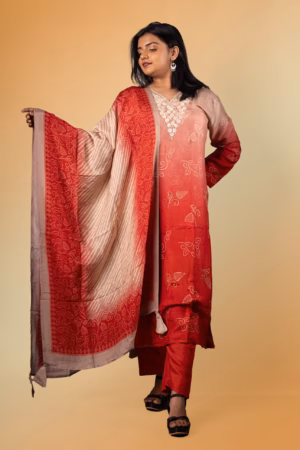 Crimson Dawn Kurta Set with Dupatta-5 Petal Exclusive Collection