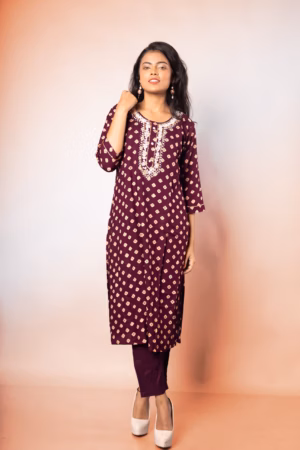 Maroon Polka Charm Kurta Set-5 Petal Premium Collection