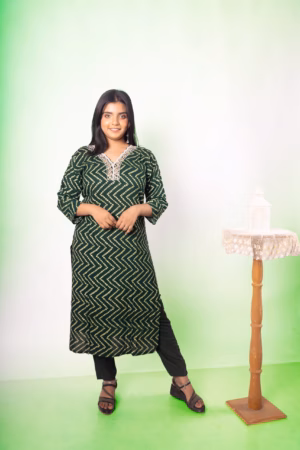 Emerald Echoes Zari wave Kurta Ensemble-5 Petal Unique